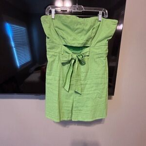 Green Strapless Romper with Bow